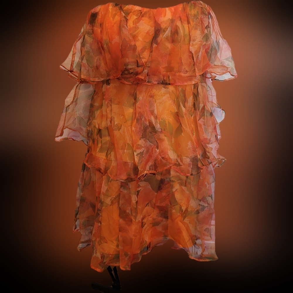 Orange and Green Ruffled Tiered Sundress